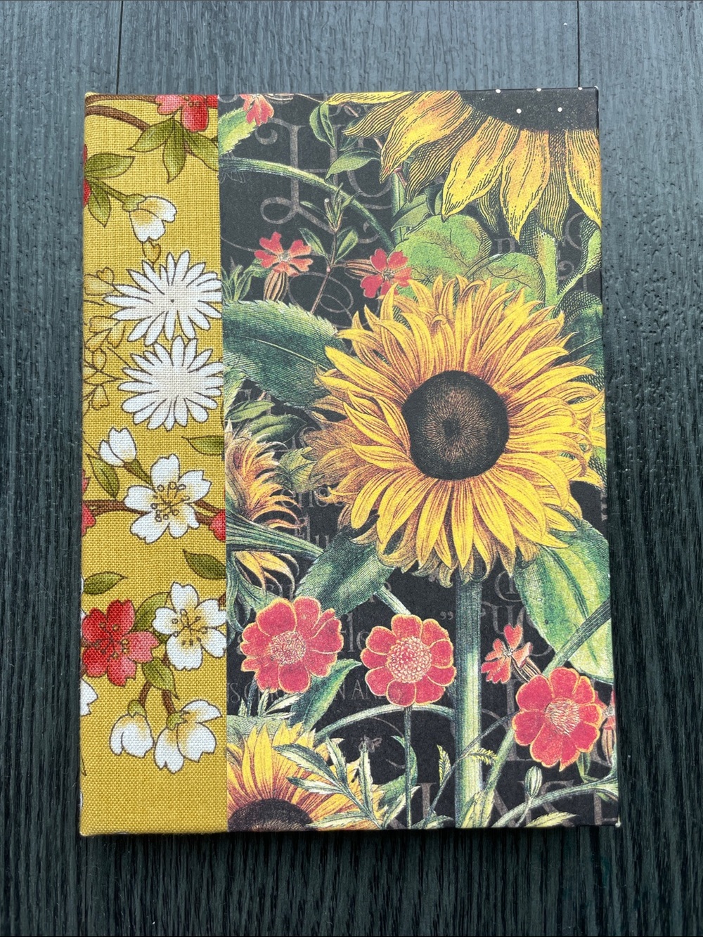 Sunflower Notepad Cover in Mustard Yellow & Forest Green